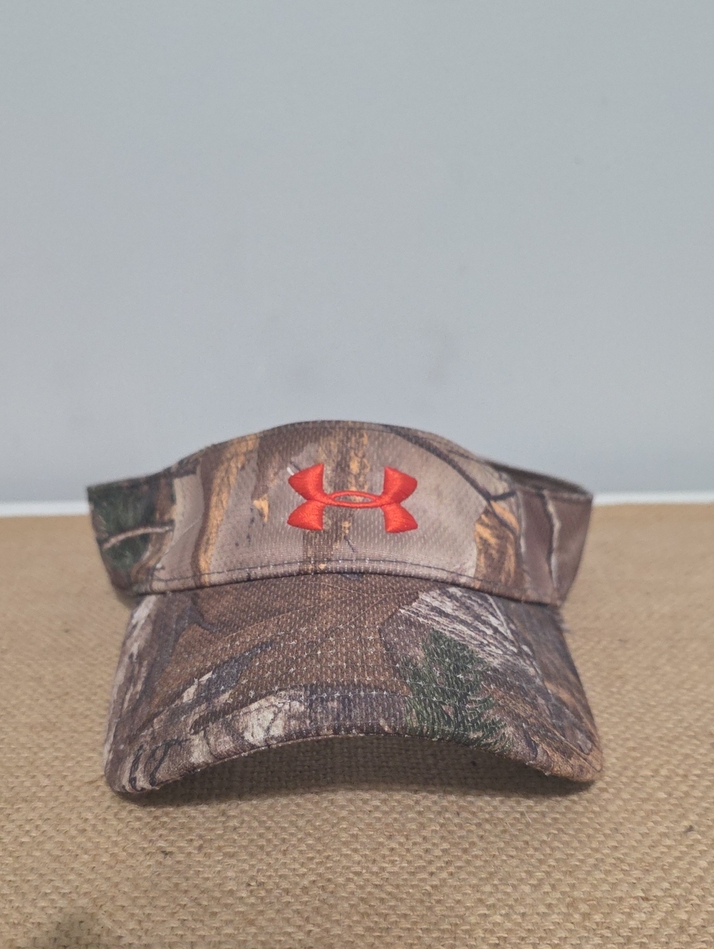 Under Armour Camo Visor with Orange-Red Logo